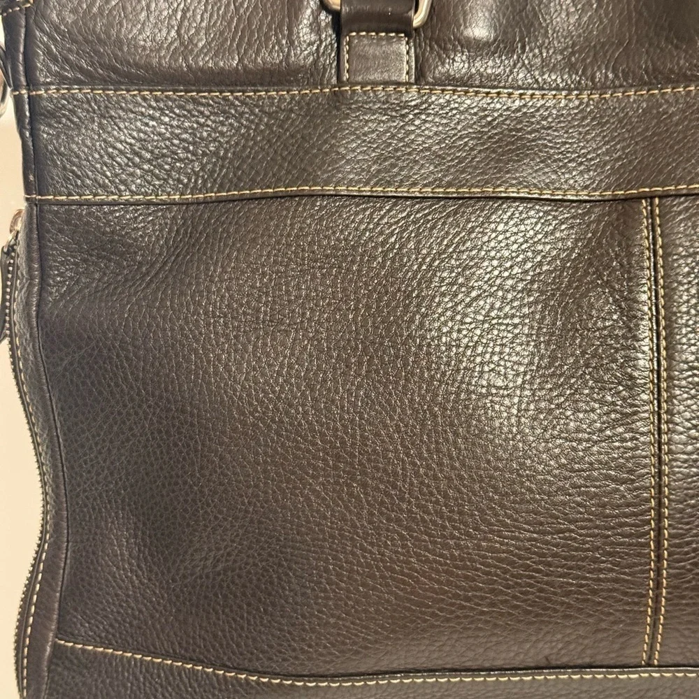 Levenger Dark Brown Leather Duffel Weekender Travel Carry On Fits 16” Laptop